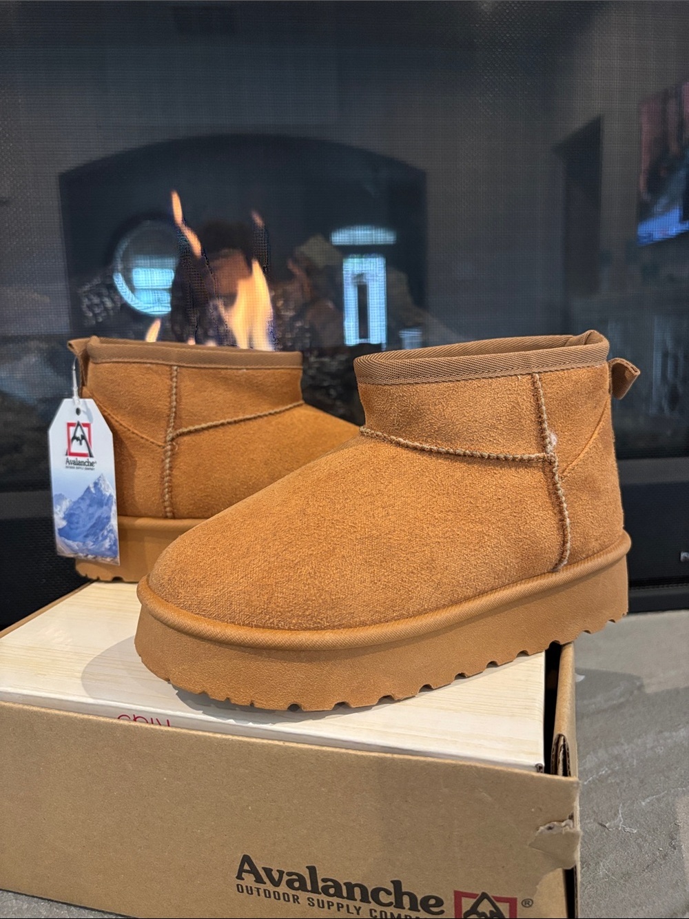 Avalanche Cozy Ankle Bootie,Faux Suede Upper Plush lining,grippy sole warm